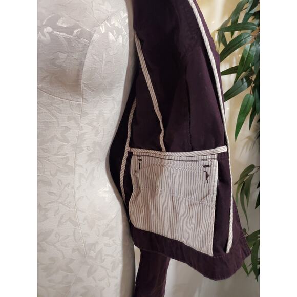Ann Taylor LOFT Womens Purple Button Twill Blazer Jacket Size 4 Utility Cargo - Picture 8 of 12